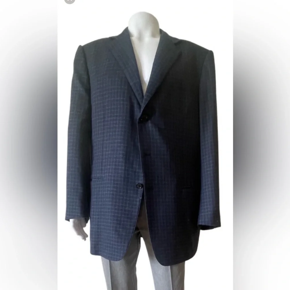 Ermenegildo Zegna Trofeo Light Wool Sport Coat Size 56R (46R US) In Blue & Brown